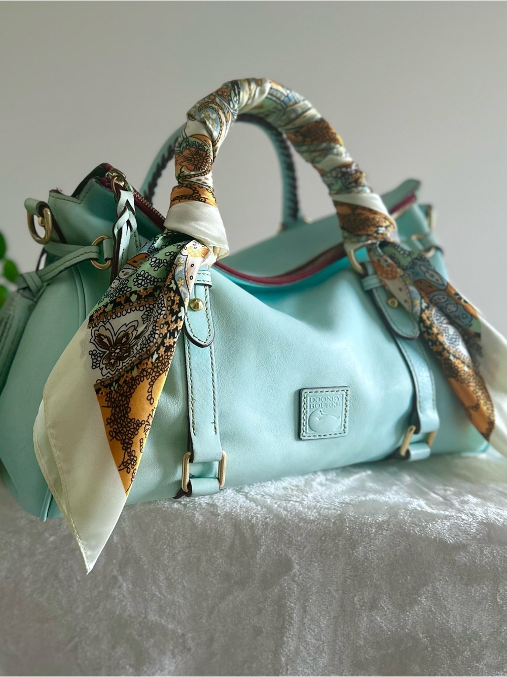 Dooney & Bourke Leather Florentine Satchel in Pale Blue